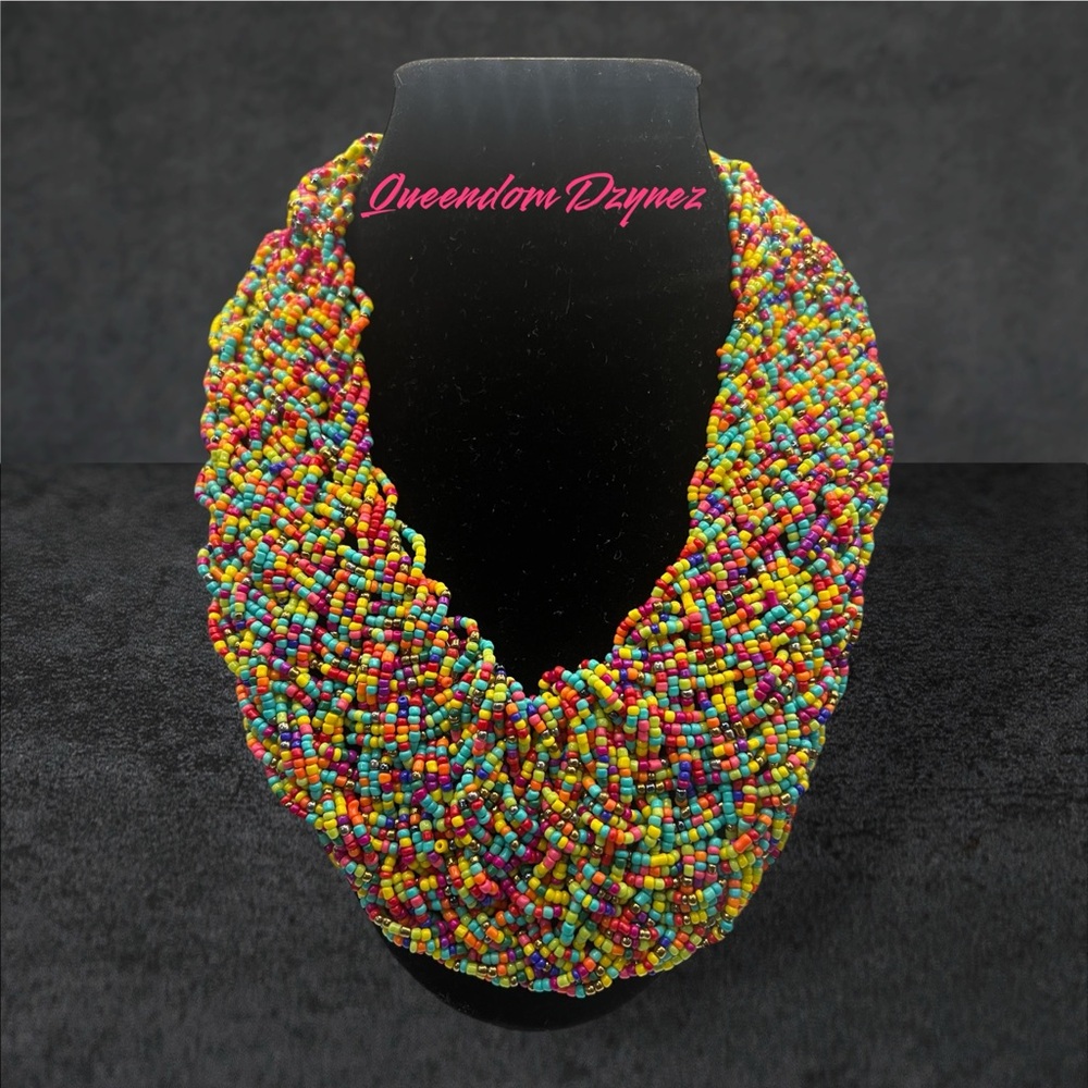 Multi color beads boho necklace